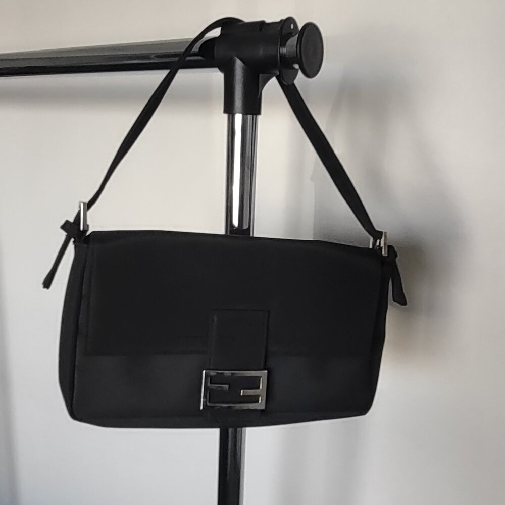 Black fabric clutch purse